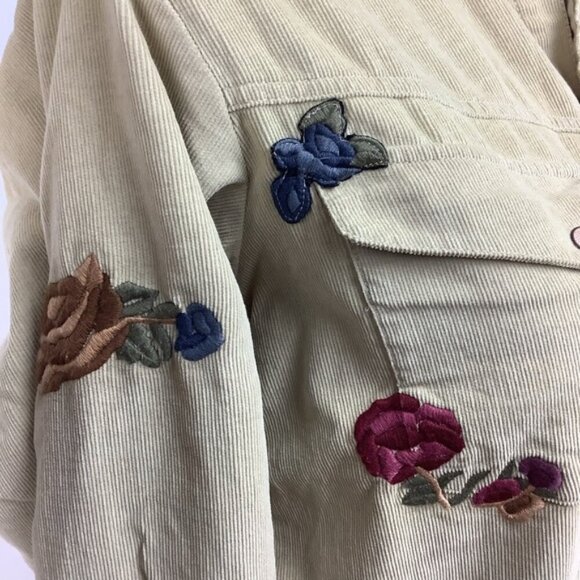 FREE PEOPLE CORDUROY EMBROIDERED HARLEY BUTTON DOWN  WESTERN SHIRT - Picture 5 of 8